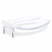 Bemis 1655SSCT White Comm. Plastic Elongated Toilet Seat w/ Self-Sustaining Check Hinges, Extra Heavy-Duty Bemis